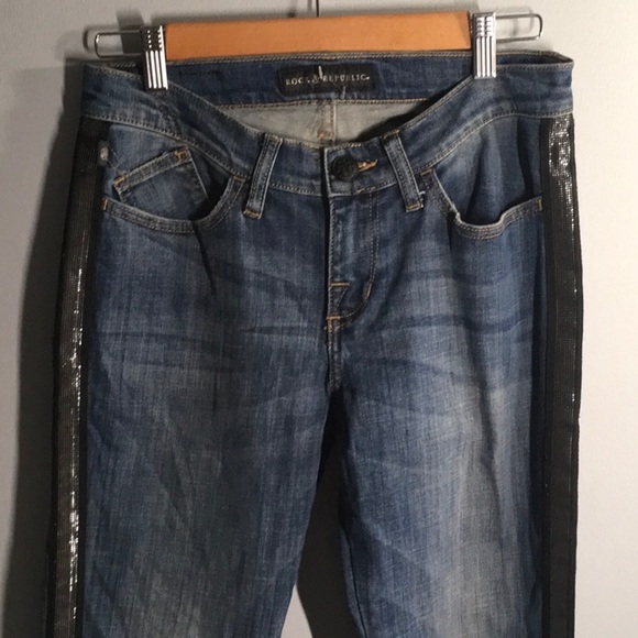Rock & Republic embellished Jeans side stripes size 6 Berlin rn 130273 - Picture 2 of 16